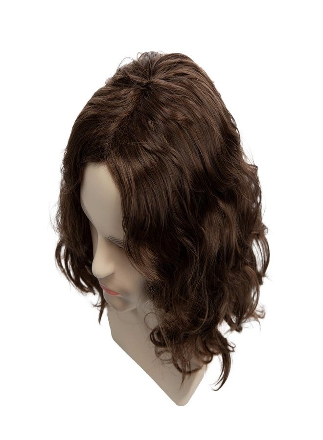 Wiwige Short Wavy Brown Wig for Men Middle Part Short Culry Synthetic Fiber Wig for Male - Image 4